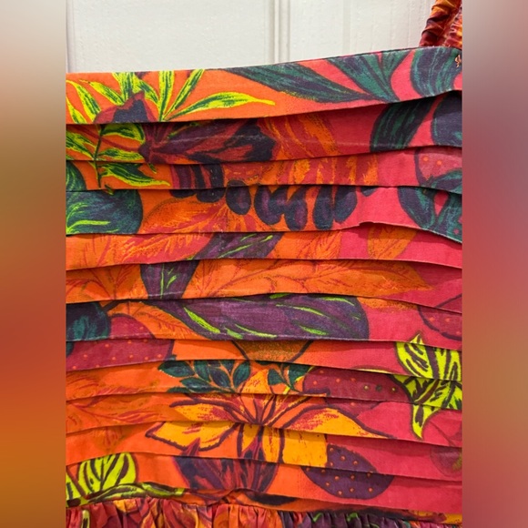 Luna Skies Puff Sleeve Floral multicolor Midi Dress S - Picture 6 of 10